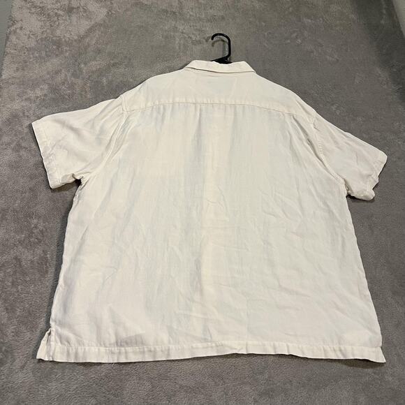 Nat Nast Shirt Mens 2XL White Silk Cotton Short Sleeve Button Up Luxury Casual - Picture 5 of 6